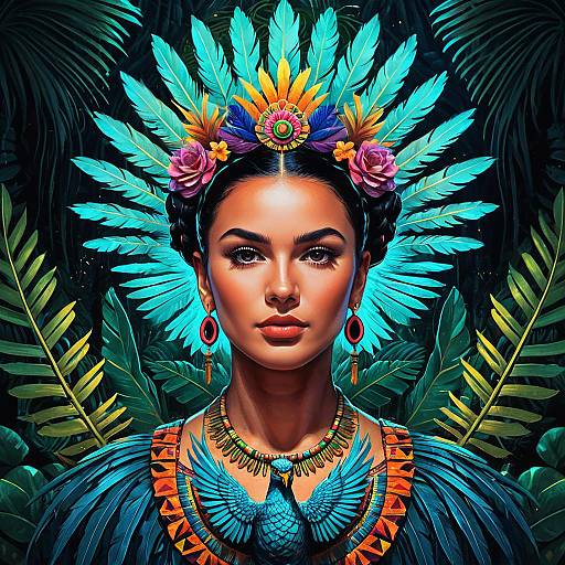 Psychedelic Portrait of Ethereal Phoenix Woman