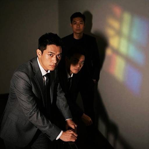 Mysterious Men in Dim Hallway Scene