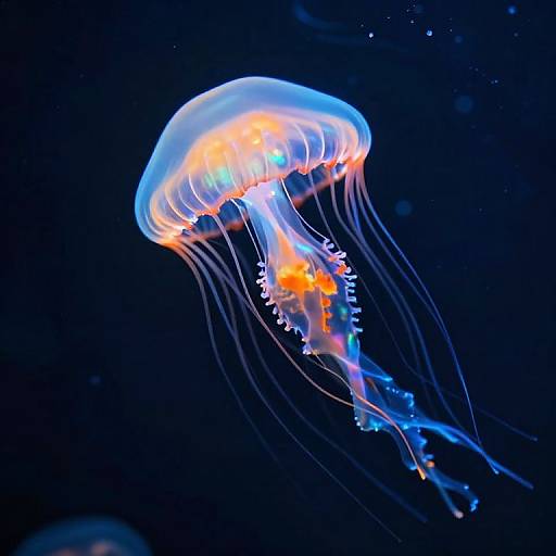 Iridescent Jellyfish Glowing Over Water