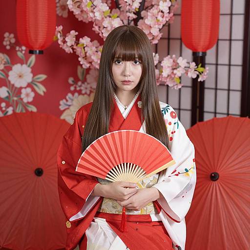 Elegant Asian Woman in Traditional Attire