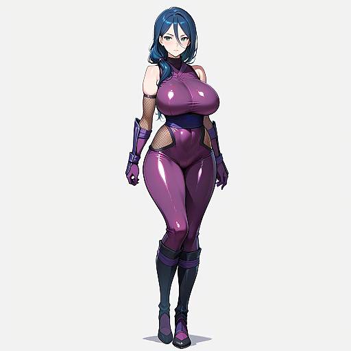 Mature Ninja Girl in Shiny Bodysuit