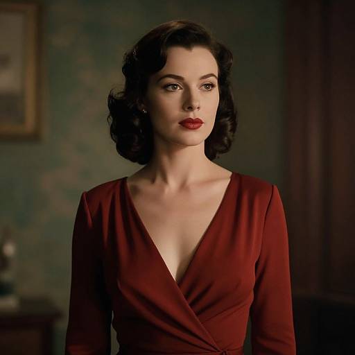 Cinematic Woman in Red Dress