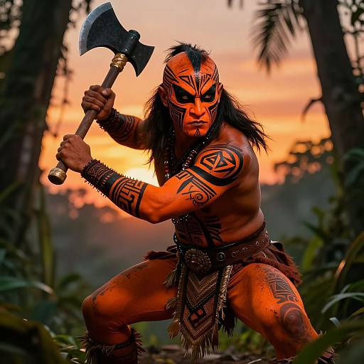 Fierce Barbarian Warrior with Face Paint