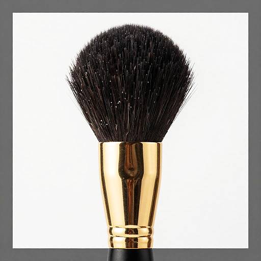 Black Bristle Makeup Brush with Gold Handle