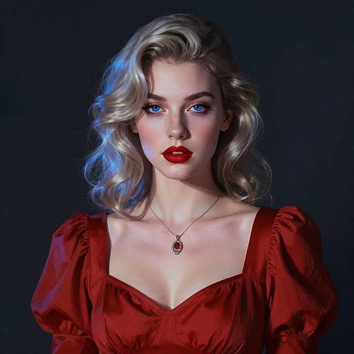 Cinematic Portrait of Woman in Red Dress