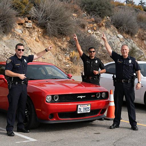 Police Officers by Damaged Muscle Car