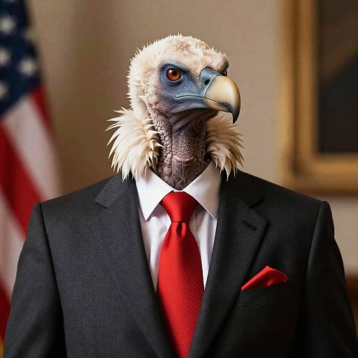 Anthropomorphic Vulture Politician Portrait