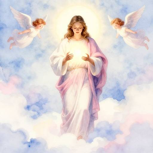 Soft Watercolor Femboy Jesus Scene