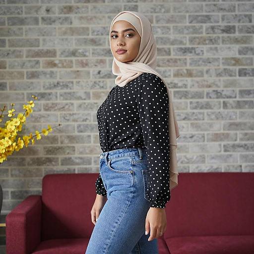 Confident Young Woman in Chic Outfit