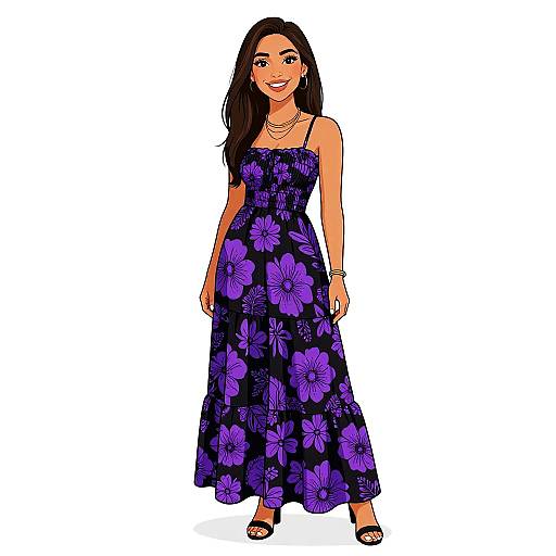 Bohemian Woman in Floral Maxi Dress