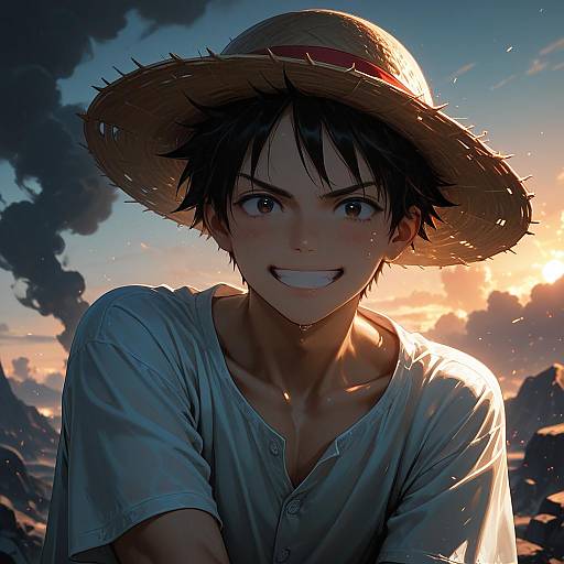 Smoky Sketch: Straw Hat Fighter Portrait