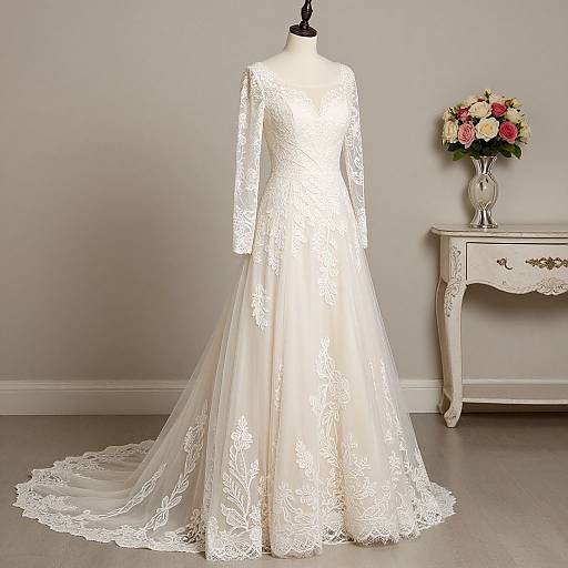 Elegant Ivory Lace Wedding Dress