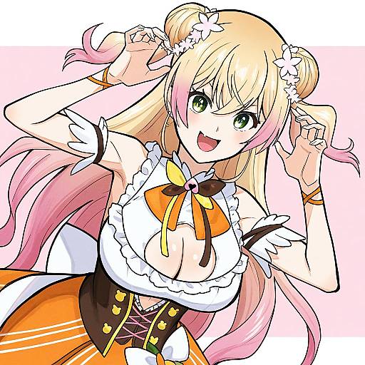 Illustration of Momosuzu nene (1st costume), hololive in the style of Munmu-san