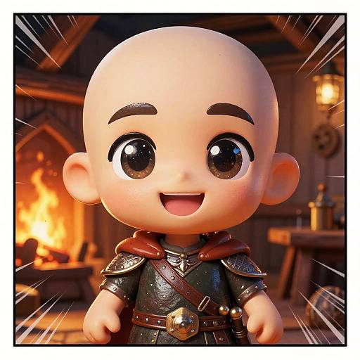 Cheerful Chibi Bard in Cozy Tavern