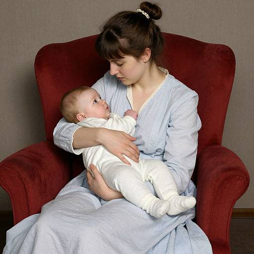 Mother and Baby in Pastel Harmony