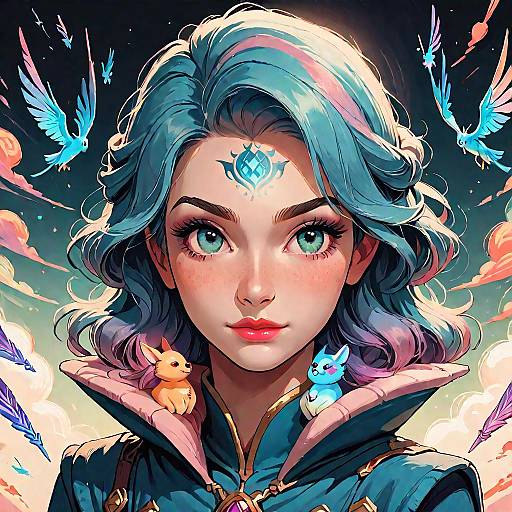 Fantasy Witch with Magical Familiars