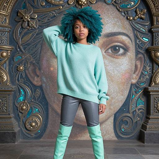 Realistic Portrait of Stylish Young Woman