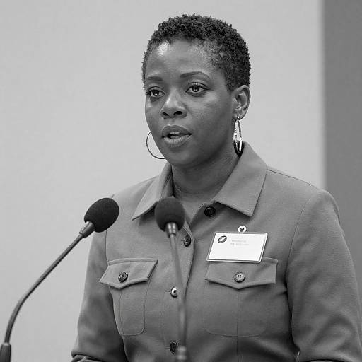 Black Woman Speaking at Conference Podium