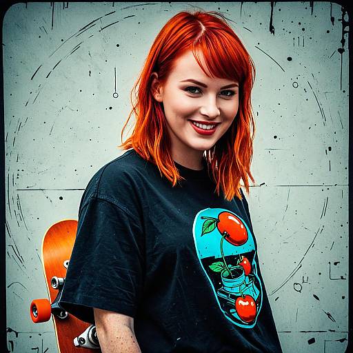 Flat-Shaded Cyberpunk Girl on Skateboard