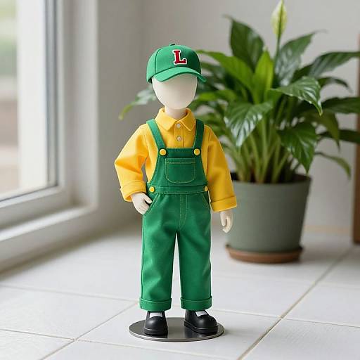 Mannequin in Green Overalls Indoors