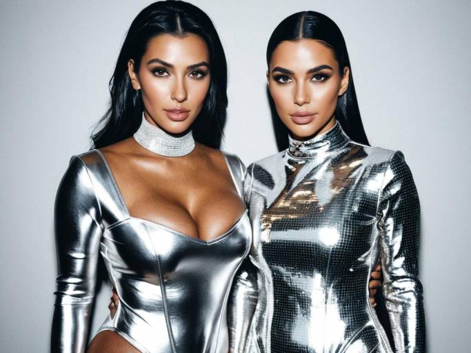 Glamorous Face Swap in Silver Bodysuit