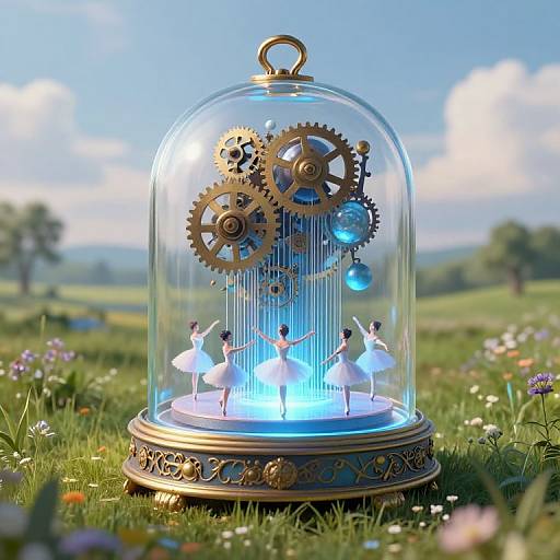 Art Nouveau Dreamscape with Music Box