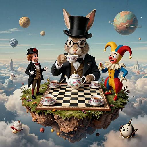 Surreal Tea Party on Floating Island