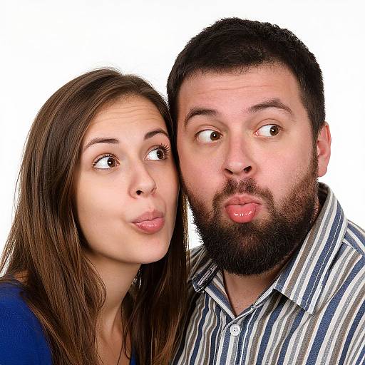 Silly Close-Up of Bearded Man and Woman