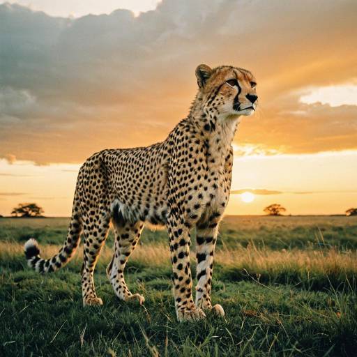 Cheetah Standing at Sunset