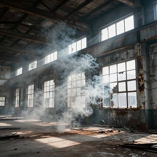 Cinematic Smoke in Abandoned Factory