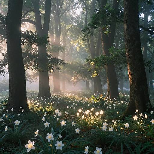 Ethereal Mystical Forest at Dawn