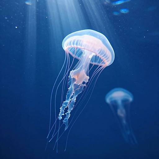 Glowing Jellyfish in Sunlit Ocean