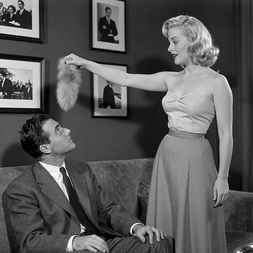 1940s Black-and-White Scene with Models