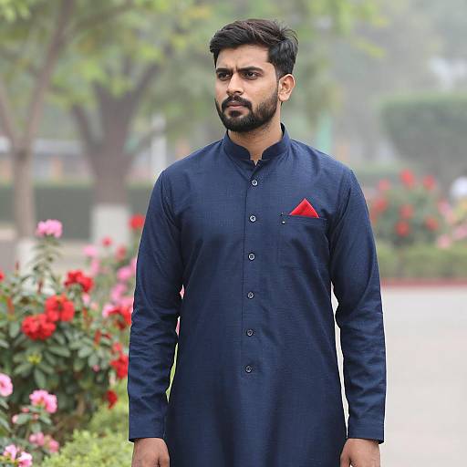Navy Blue Sherwani in Flower Garden