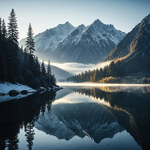Serene Mountain Lake at Dawn