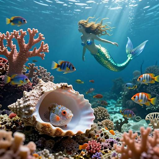 Enchanting Underwater Realm with Mermaid