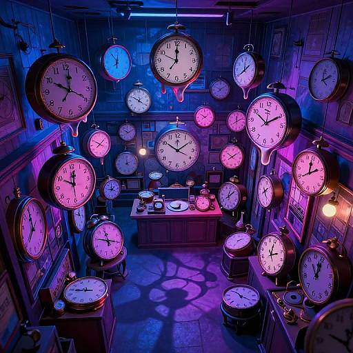 Surreal Digital Clock Shop Dreamscape