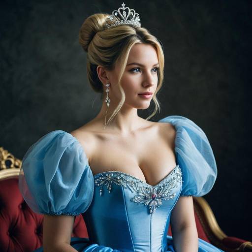 Elegant Princess in Blue Gown with Tiara
