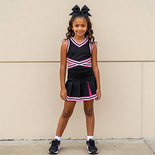 Young Girl in Black Cheerleading Outfit