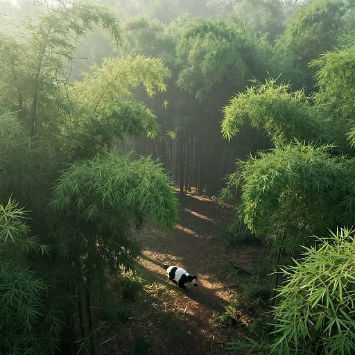 Serene Dawn Over Misty Bamboo Forest
