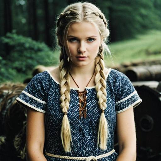 Realistic Viking Girl with Twin Braids