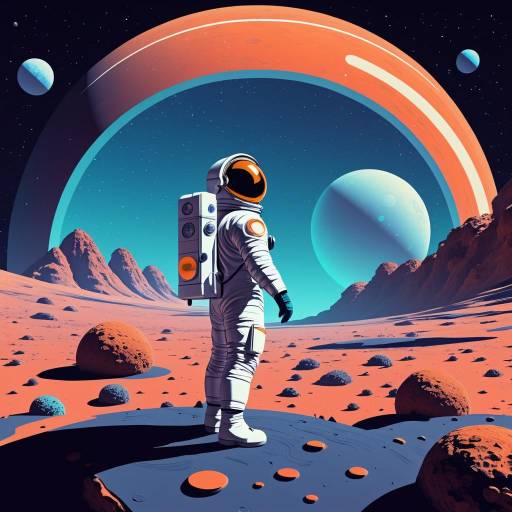 Astronaut on a Retro-Futuristic Alien Planet