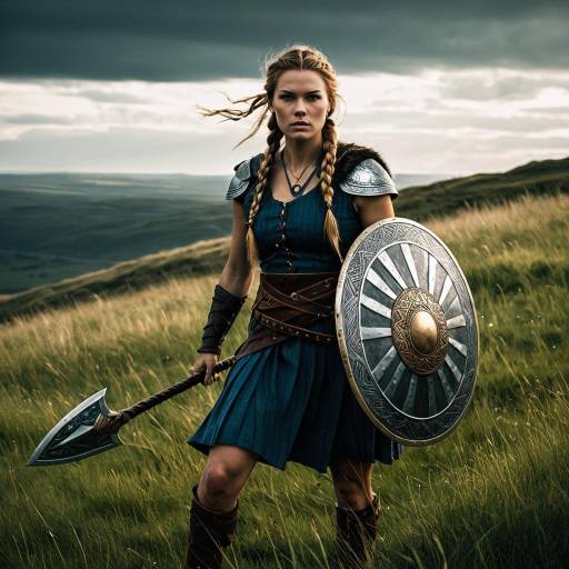 Viking Warrior Woman on Grassy Hill