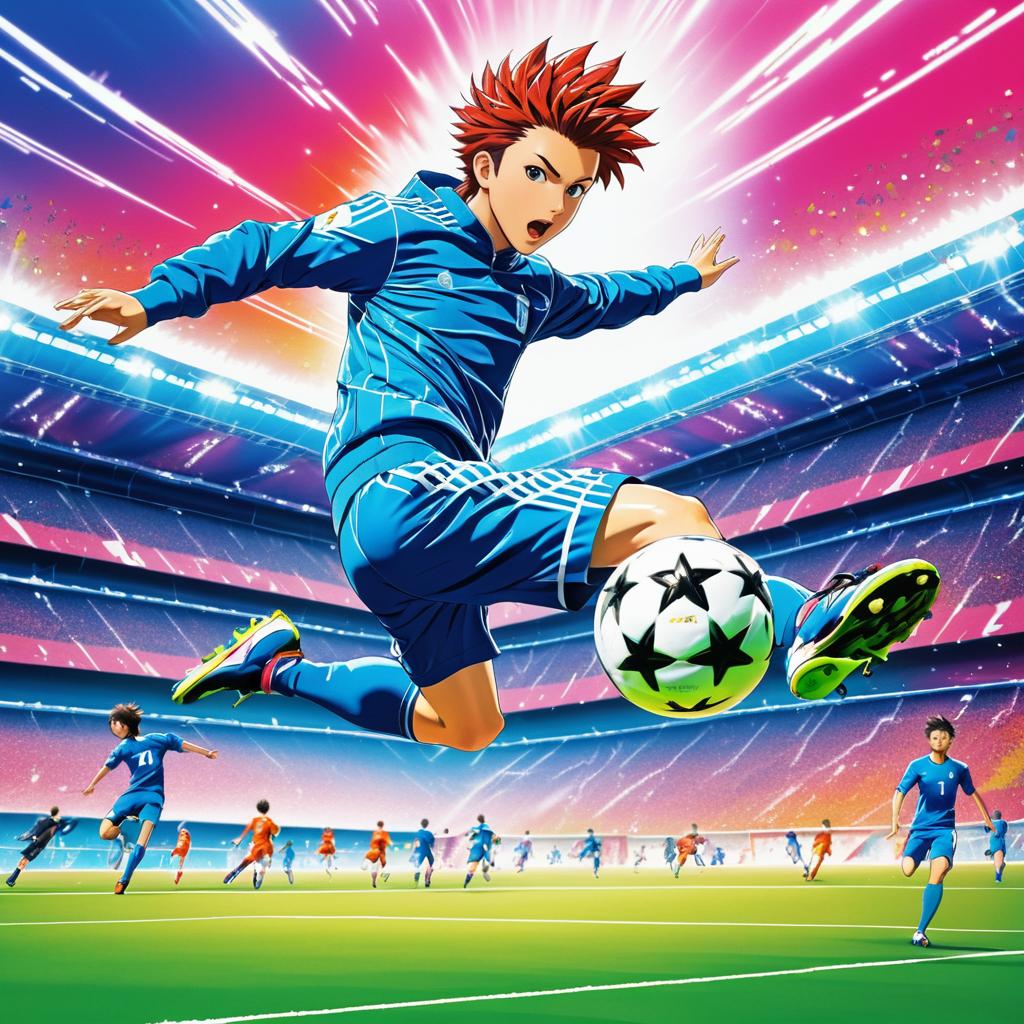 Dynamic Soccer Header in Anime Style