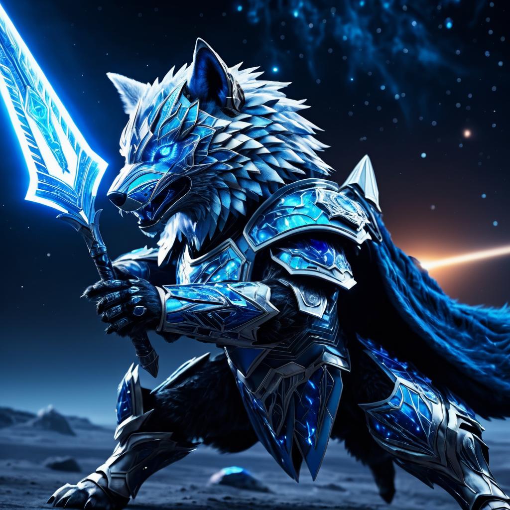 Armored Wolf in Cosmic Battle