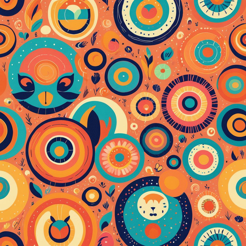 Whimsical Retro Animal Art Illustration