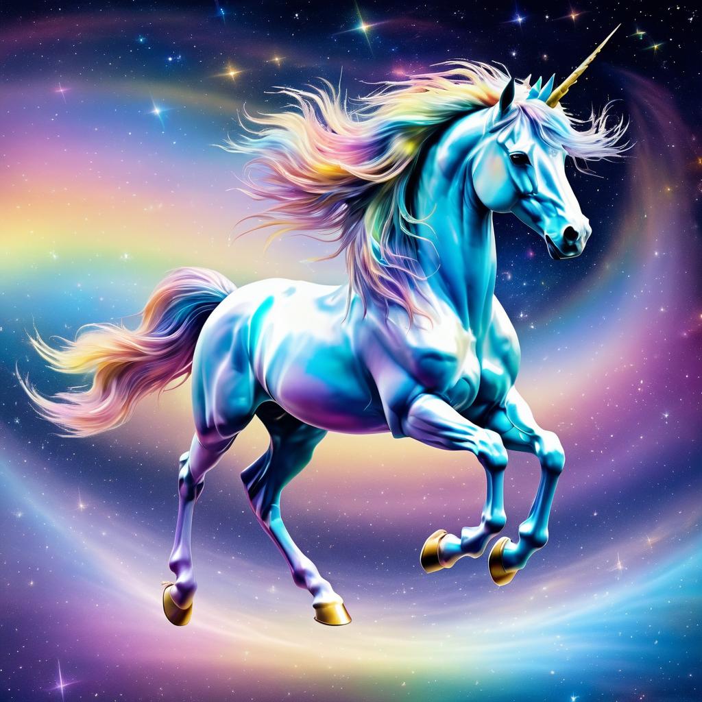 Psychedelic Unicorn in Cosmic Dreamscape