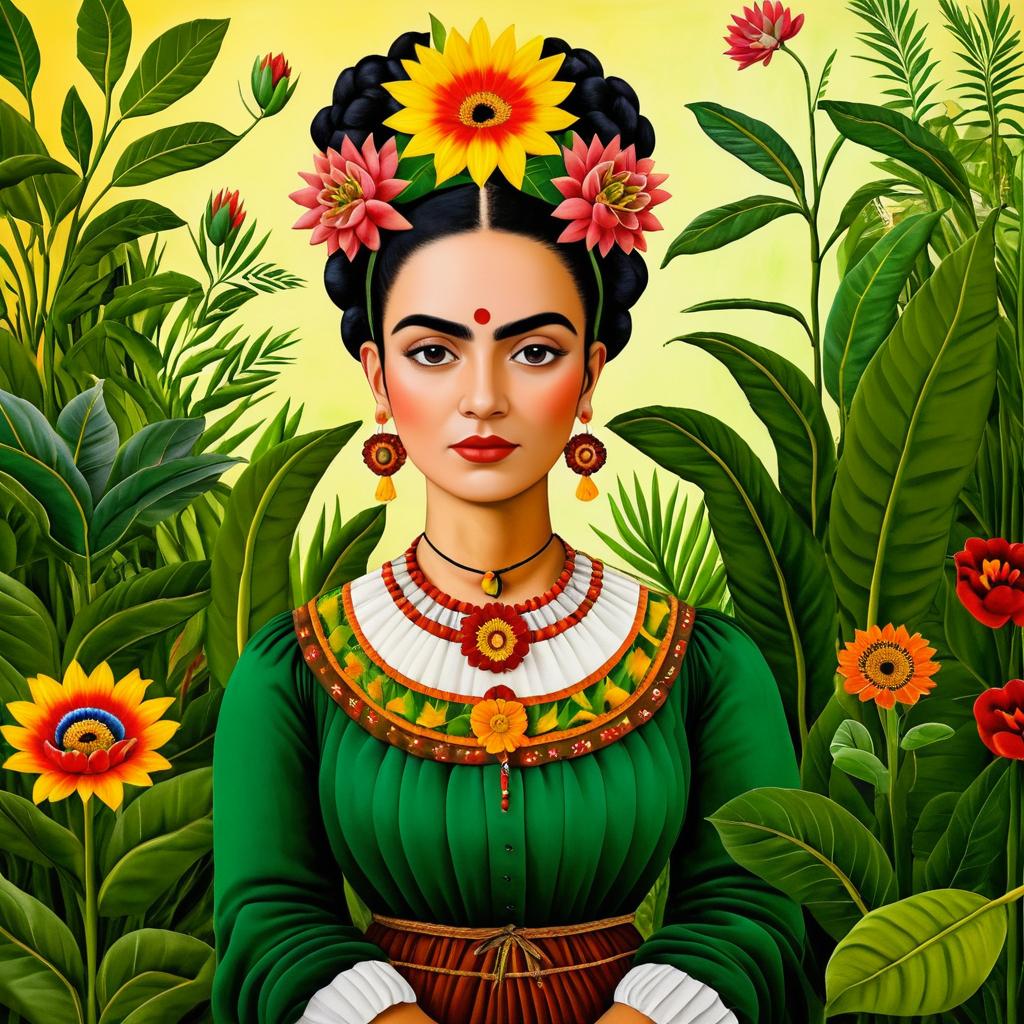 Frida Kahlo-Inspired Female Botanist Painting