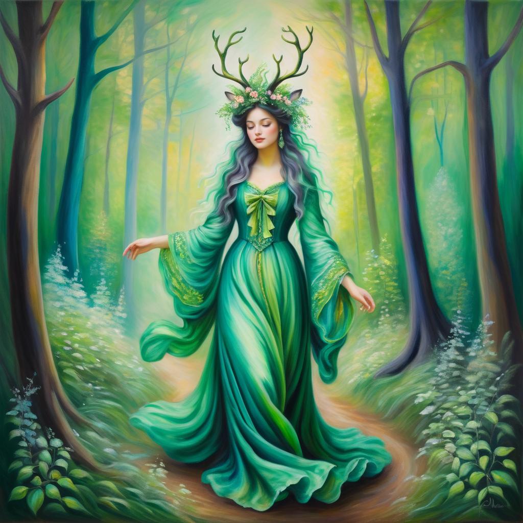 Whimsical Forest Spirit in Rococo Style