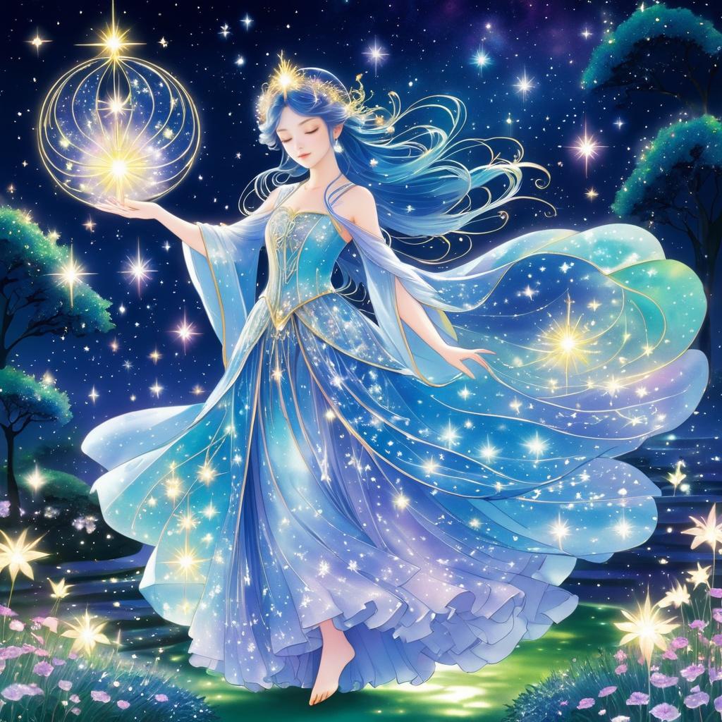 Celestial Enchantress in Starlit Garden